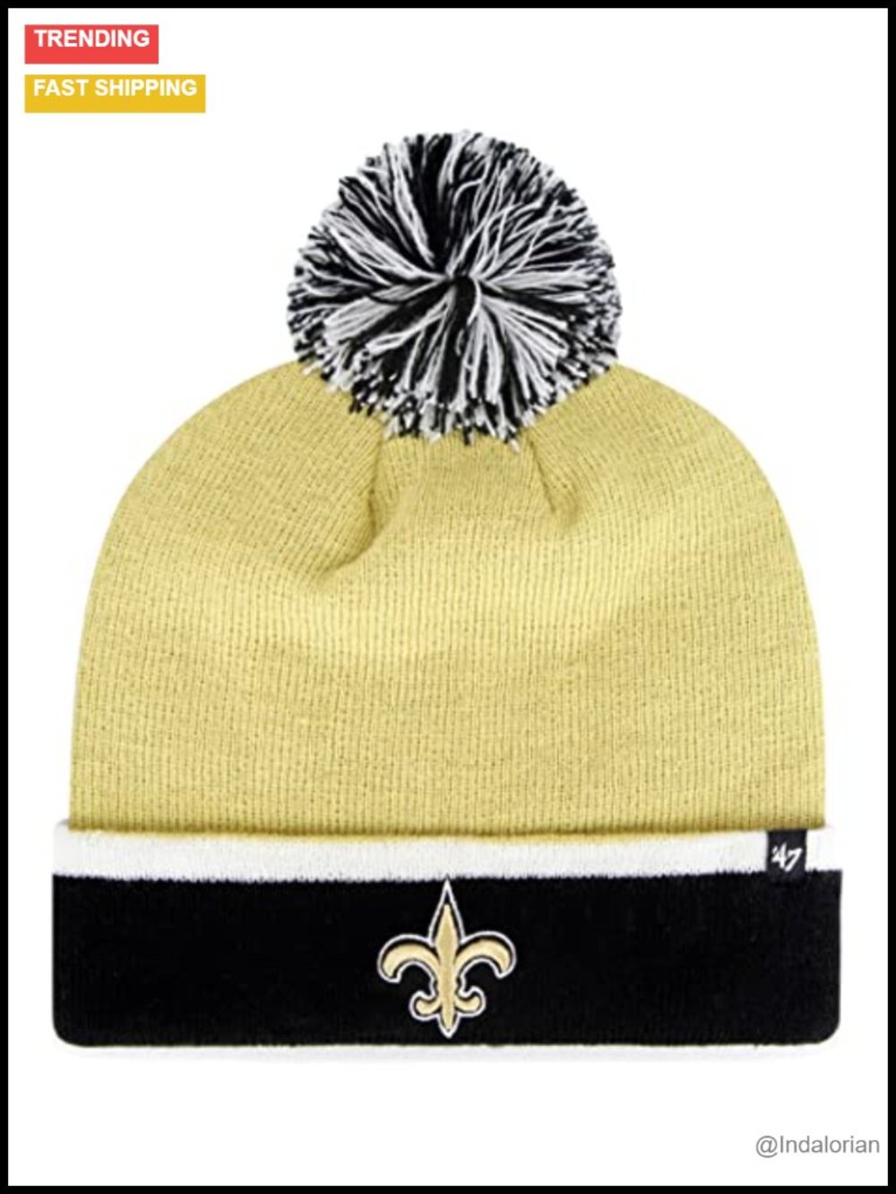 47 New Orleans Saints Cuffed Knit Beanie with Pom NFL Winter Hat